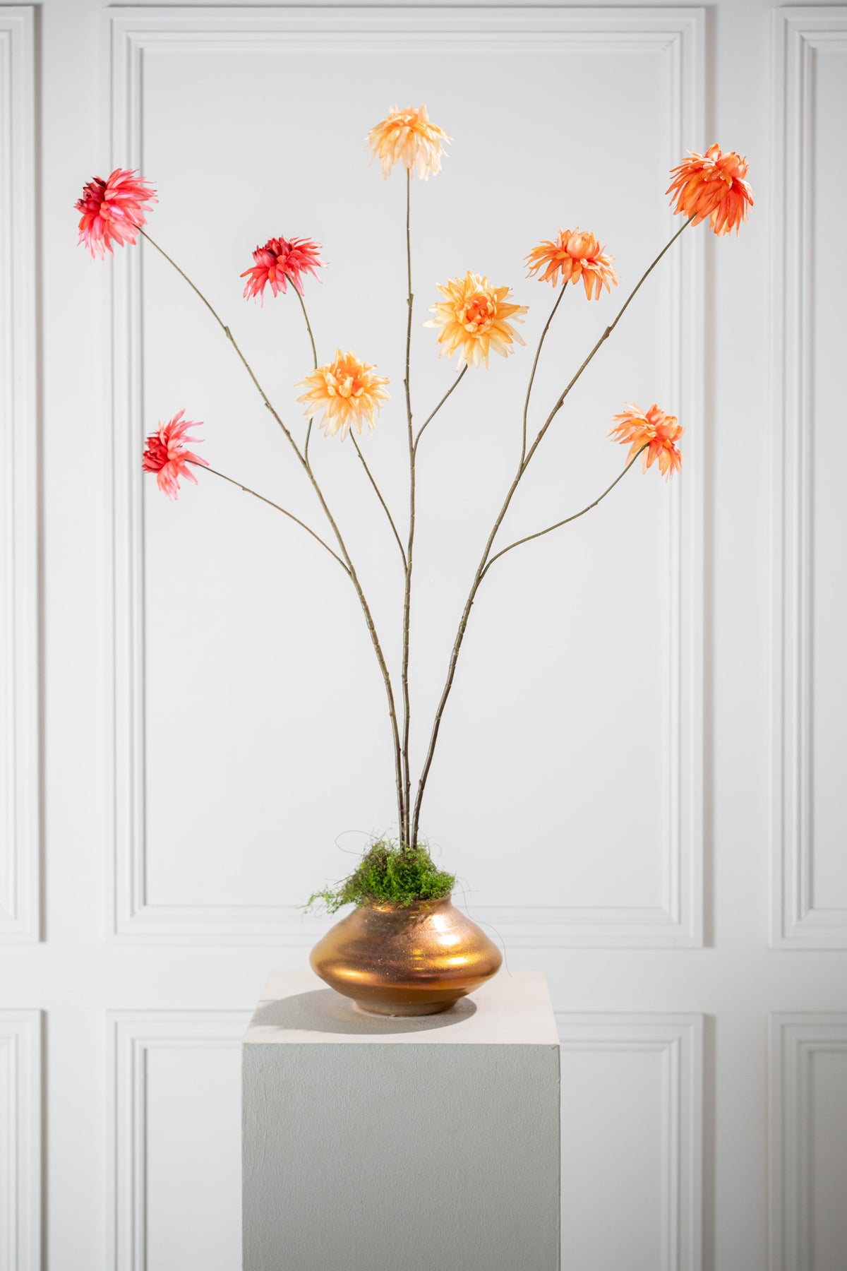 Zijden chrysant tak oranje van Silk-ka