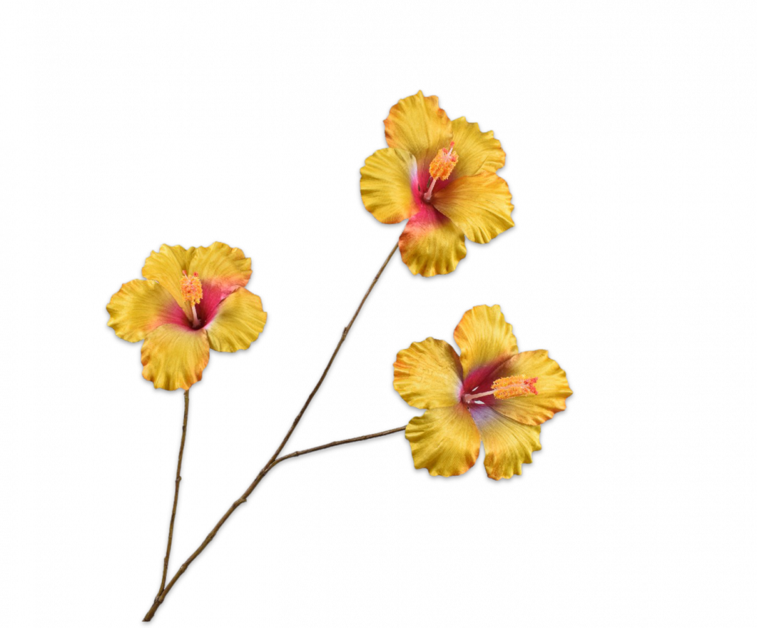 Hibiscus tak geel – zijden bloem 85 cm