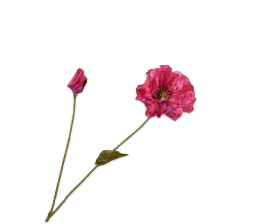 Zijden klaproos tak roze, 74 cm, van Silk-ka