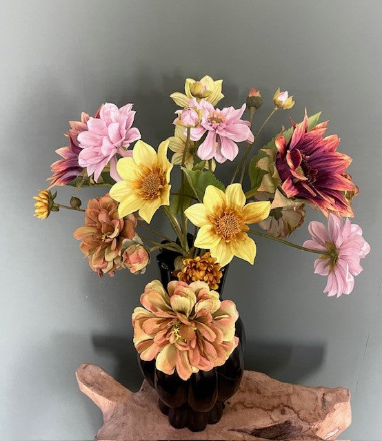 Zijden boeket Zijliefde – zijden boeket lila/geel/paars/roest/groen 50 cm