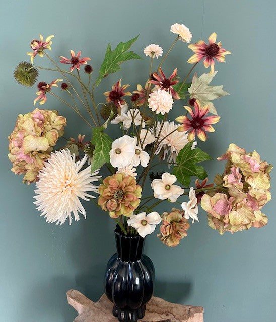 Zijden boeket Nazomergloed – zijden boeket wit/crème/roest/groen 90 cm