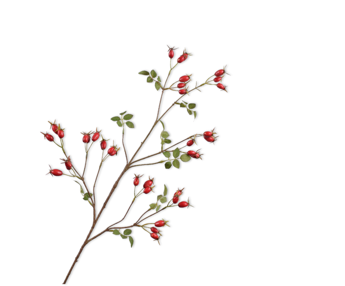 Rozenbottel tak rood – zijden bloem van Silk-ka, 95 cm