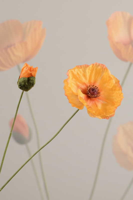 Klaproos tak geel – zijden bloem 82 cm