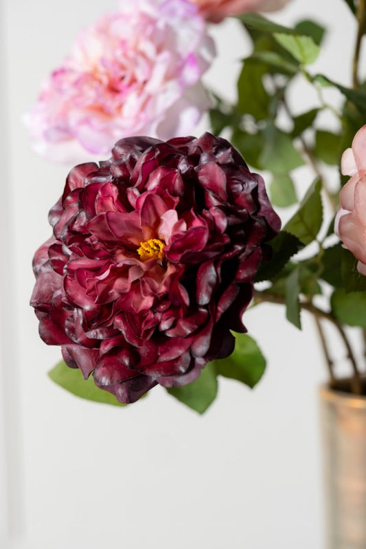 Roos bordeaux – zijden bloem 70 cm – afbeelding 3