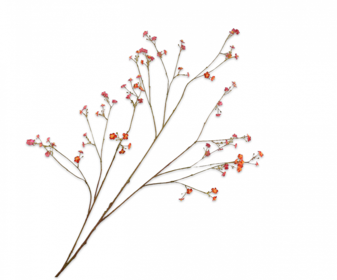 Vergeetmeniet tak rood/oranje – zijden bloem 132 cm