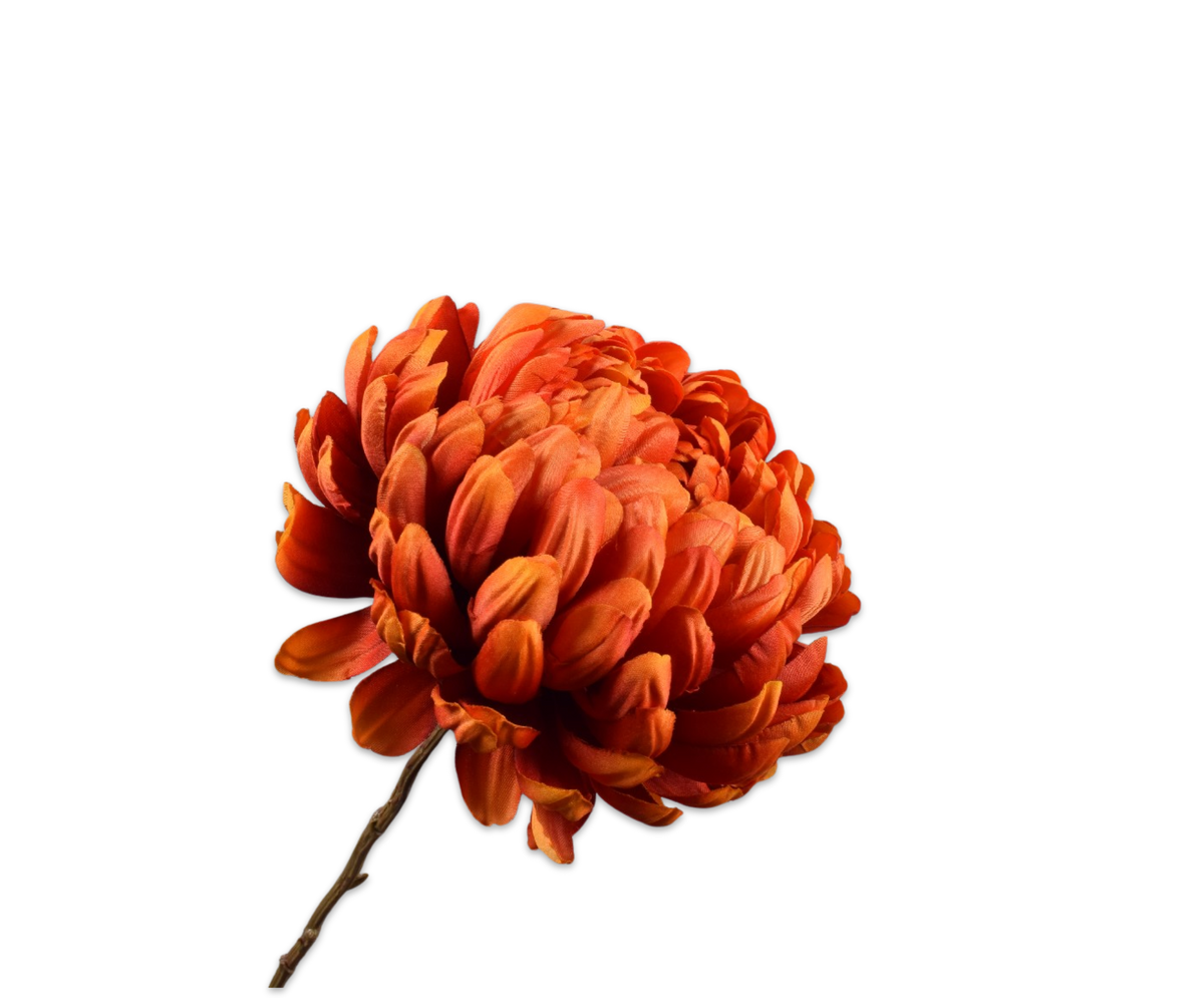 Chrysant tak oranje/rood – zijden bloem van Silk-ka, 76 cm