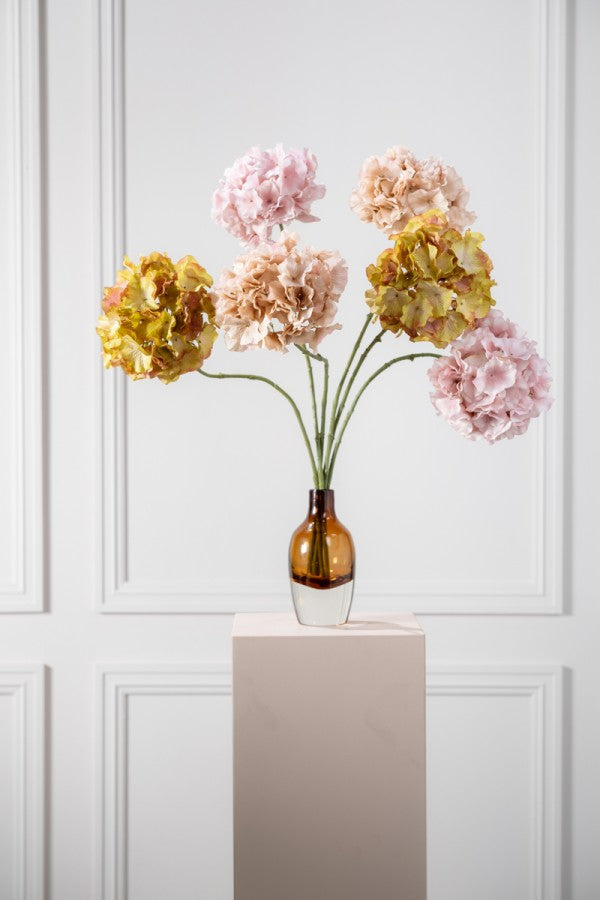 Hortensia tak groen/ roze – zijden bloem 72 cm – afbeelding 2
