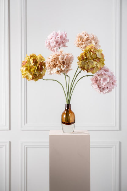 Hortensia tak groen/ roze – zijden bloem 72 cm – afbeelding 2