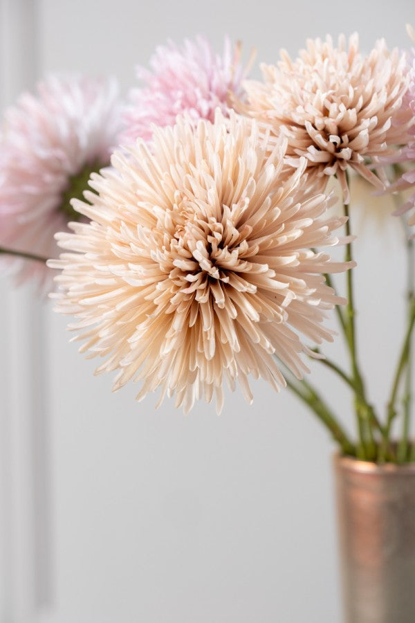 Chrysant creme/ bruin – zijden bloem 60 cm – afbeelding 3