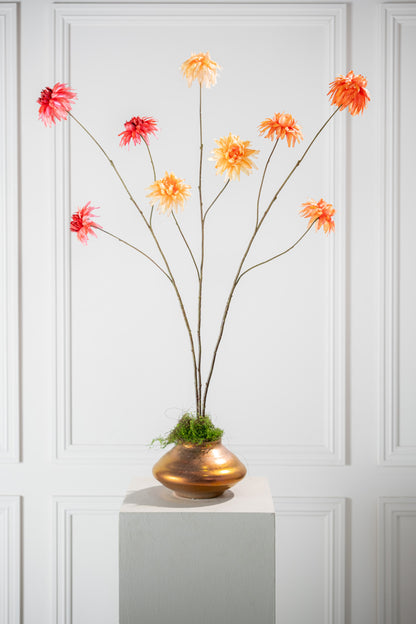 Zijden chrysant tak oranje van Silk-ka