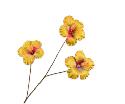 Hibiscus tak geel – zijden bloem 85 cm