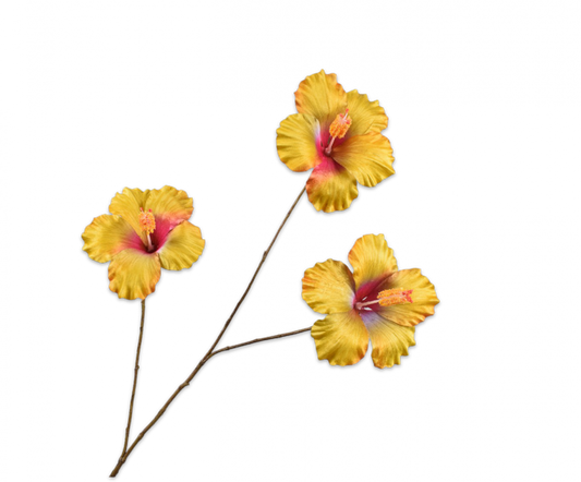 Hibiscus tak geel – zijden bloem 85 cm