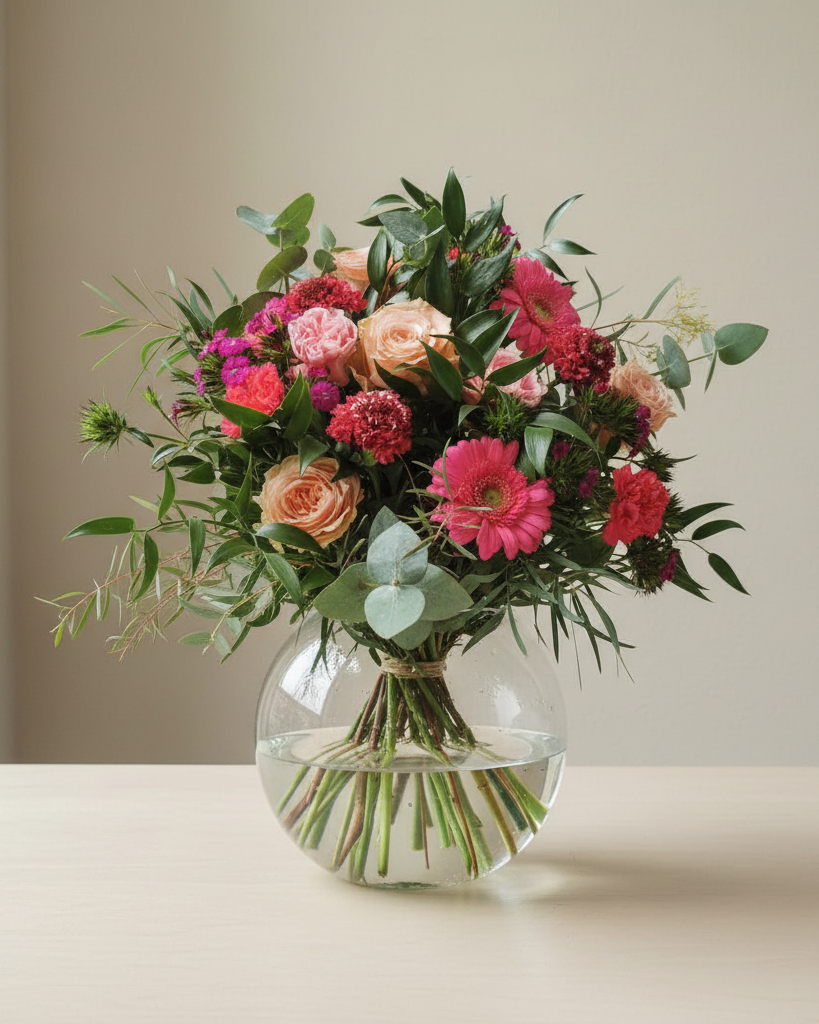 Boeket roze – vers boeket van De Bloementuin Meppel