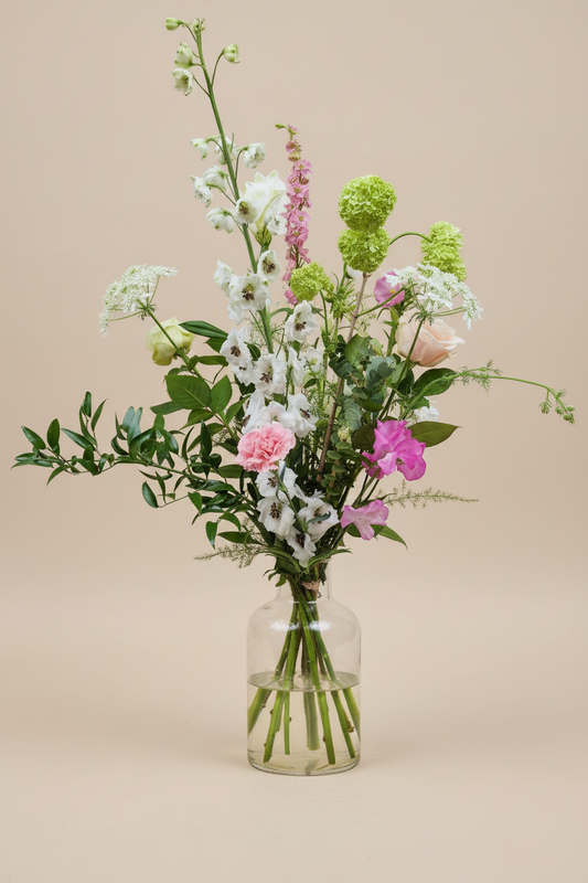 Losgebonden boeket wit/roze – vers boeket van De Bloementuin Meppel