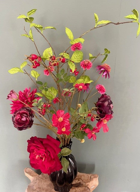 Zijden boeket Bloedmooi – zijden boeket rood/roze/groen 95 cm